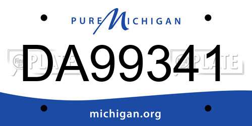 DA99341 Michigan License Plate