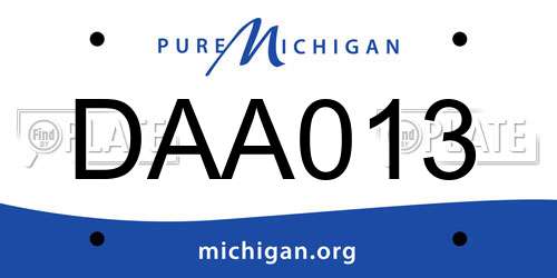 DAA013 Michigan License Plate