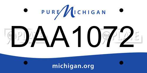 DAA1072 Michigan License Plate