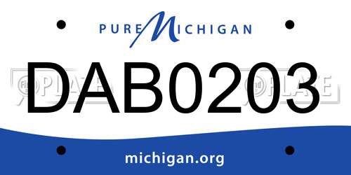 DAB0203 Michigan License Plate