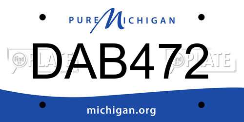 DAB472 Michigan License Plate