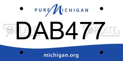 DAB477 Michigan License Plate