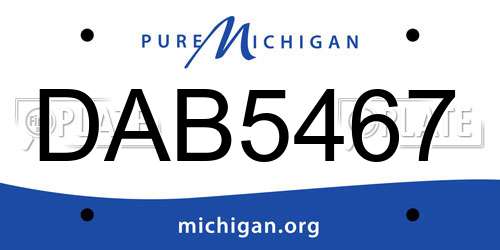DAB5467 Michigan License Plate
