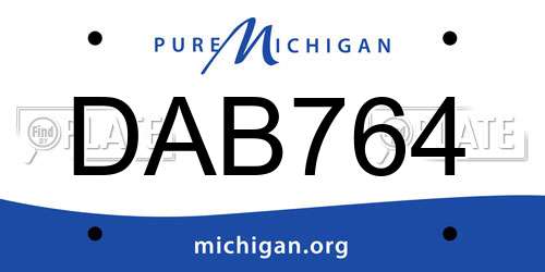 DAB764 Michigan License Plate