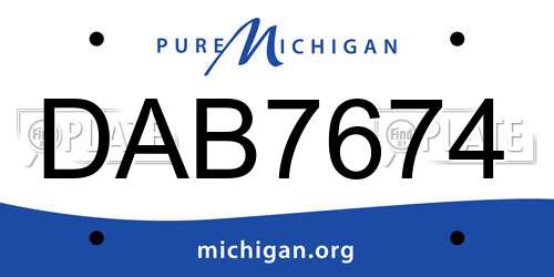 DAB7674 Michigan License Plate