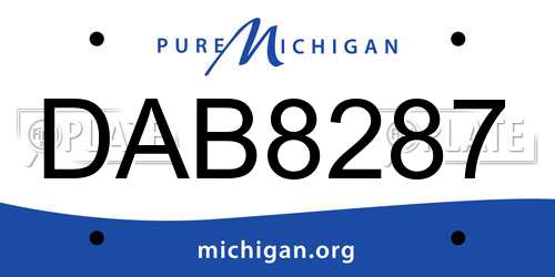 DAB8287 Michigan License Plate