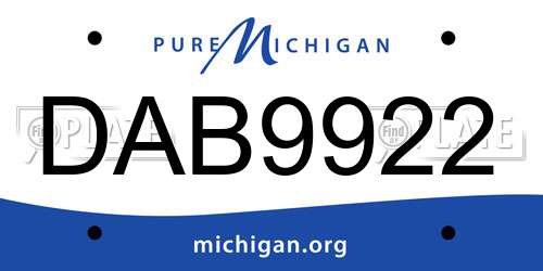 DAB9922 Michigan License Plate