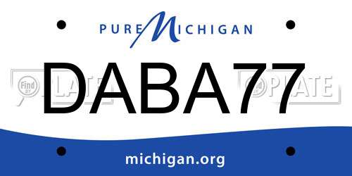 DABA77 Michigan License Plate