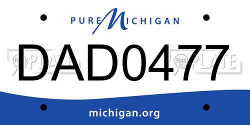DAD0477 Michigan License Plate