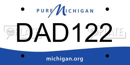 DAD122 Michigan License Plate