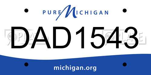 DAD1543 Michigan License Plate