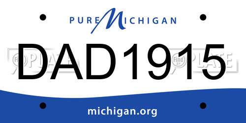 DAD1915 Michigan License Plate