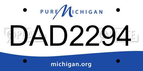DAD2294 Michigan License Plate