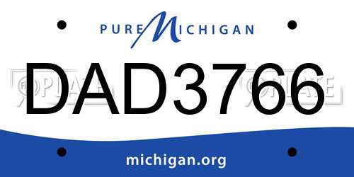 DAD3766 Michigan License Plate