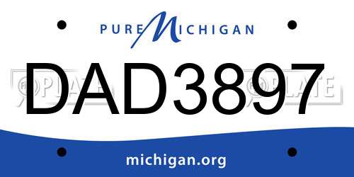 DAD3897 Michigan License Plate