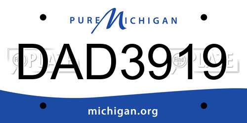 DAD3919 Michigan License Plate