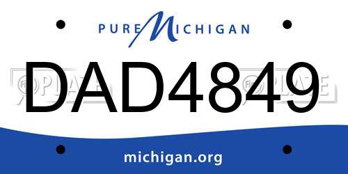DAD4849 Michigan License Plate
