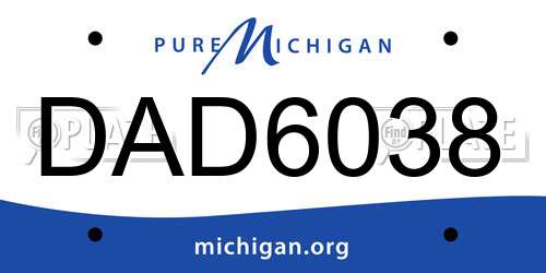 DAD6038 Michigan License Plate