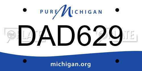 DAD629 Michigan License Plate