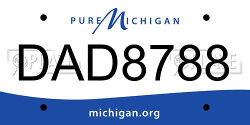 DAD8788 Michigan License Plate