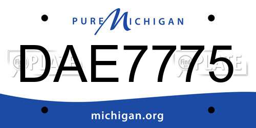 DAE7775 Michigan License Plate