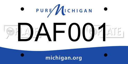 DAF001 Michigan License Plate