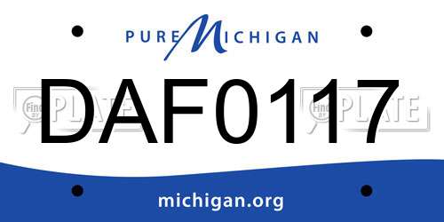 DAF0117 Michigan License Plate