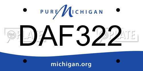 DAF322 Michigan License Plate
