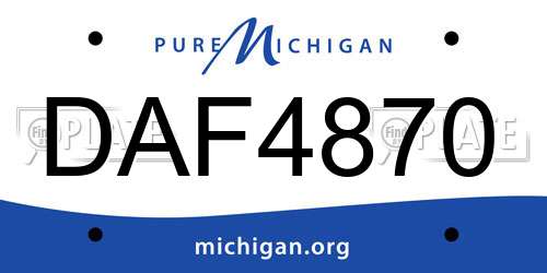DAF4870 Michigan License Plate