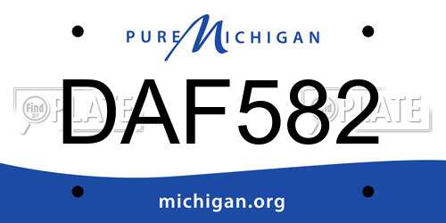 DAF582 Michigan License Plate