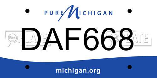 DAF668 Michigan License Plate