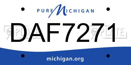 DAF7271 Michigan License Plate