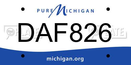DAF826 Michigan License Plate