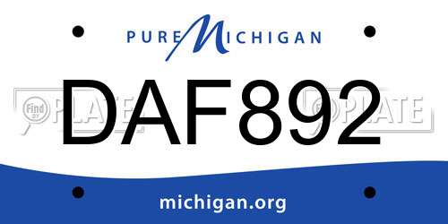 DAF892 Michigan License Plate