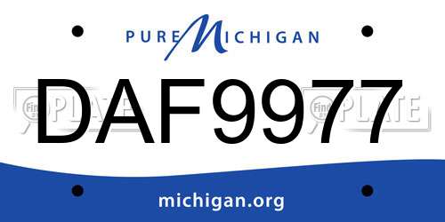 DAF9977 Michigan License Plate