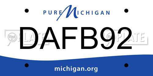 DAFB92 Michigan License Plate