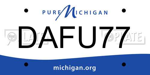 DAFU77 Michigan License Plate