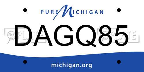DAGQ85 Michigan License Plate