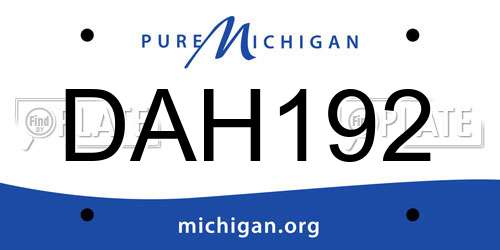 DAH192 Michigan License Plate