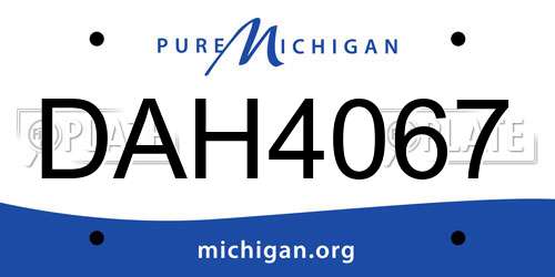 DAH4067 Michigan License Plate
