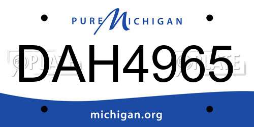 DAH4965 Michigan License Plate