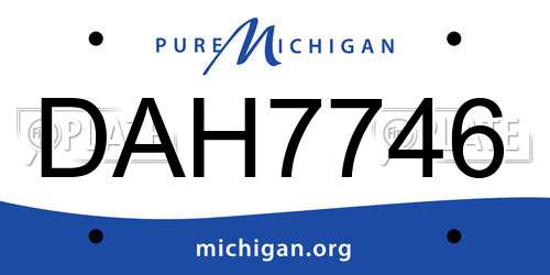 DAH7746 Michigan License Plate