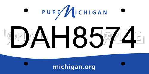 DAH8574 Michigan License Plate