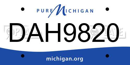 DAH9820 Michigan License Plate