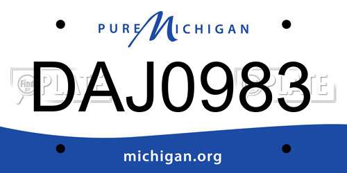 DAJ0983 Michigan License Plate
