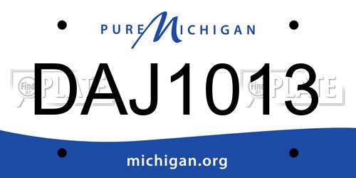 DAJ1013 Michigan License Plate