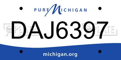 DAJ6397 Michigan License Plate