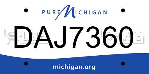 DAJ7360 Michigan License Plate
