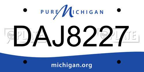 DAJ8227 Michigan License Plate