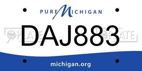 DAJ883 Michigan License Plate